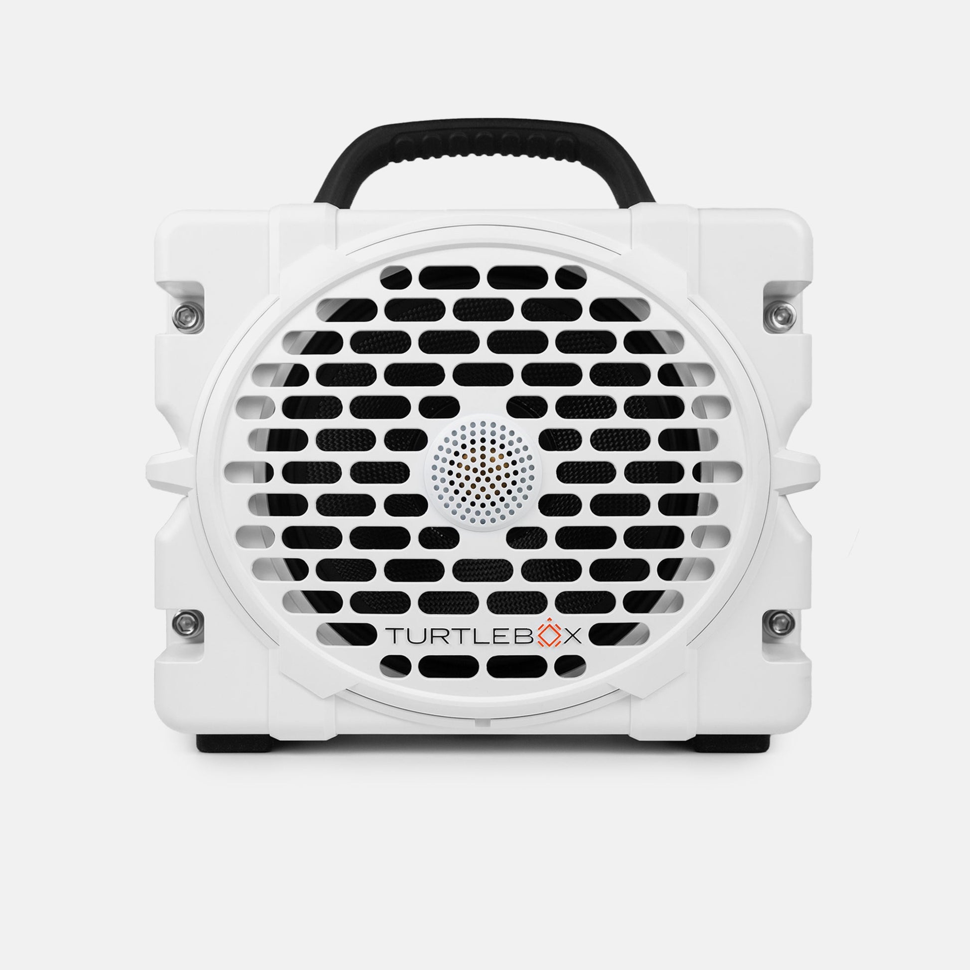 Turtlebox Grande speaker in white color front view no-gallery