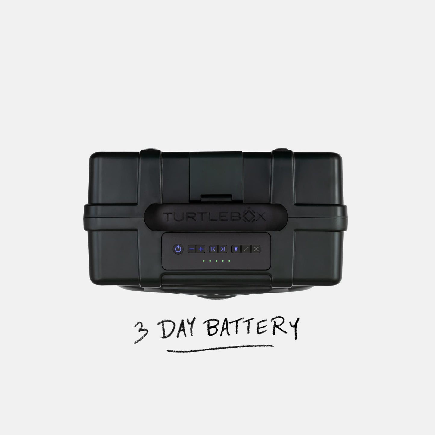 Green Original speaker top view with a label saying 3-day battery #speaker-color_green