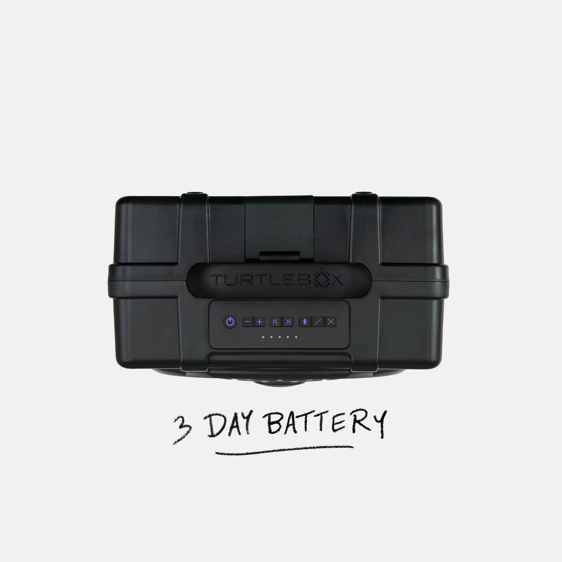 Green Original speaker top view with a label saying 3-day battery #speaker-color_green