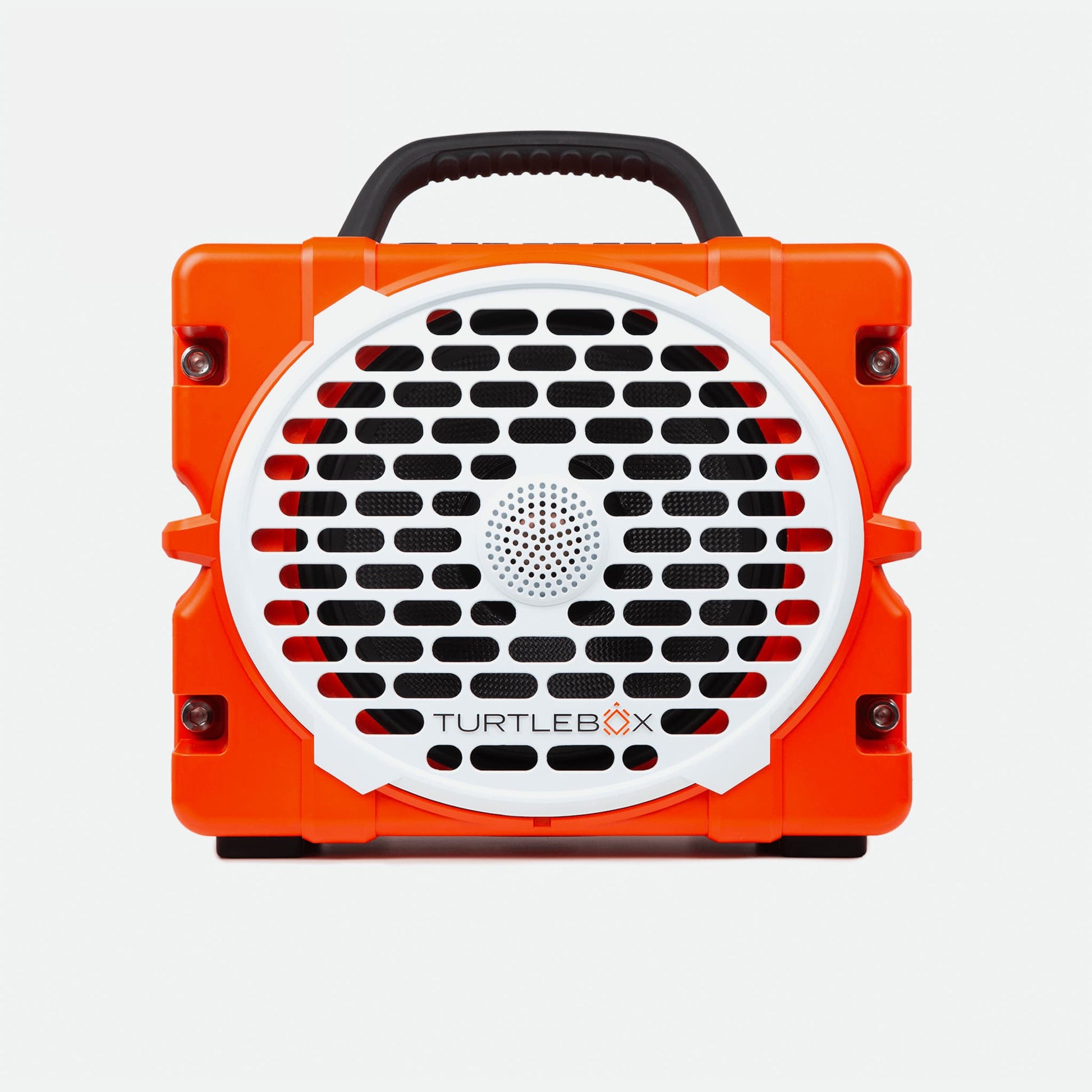 Turtlebox Grande speaker in orange color front view no-gallery
