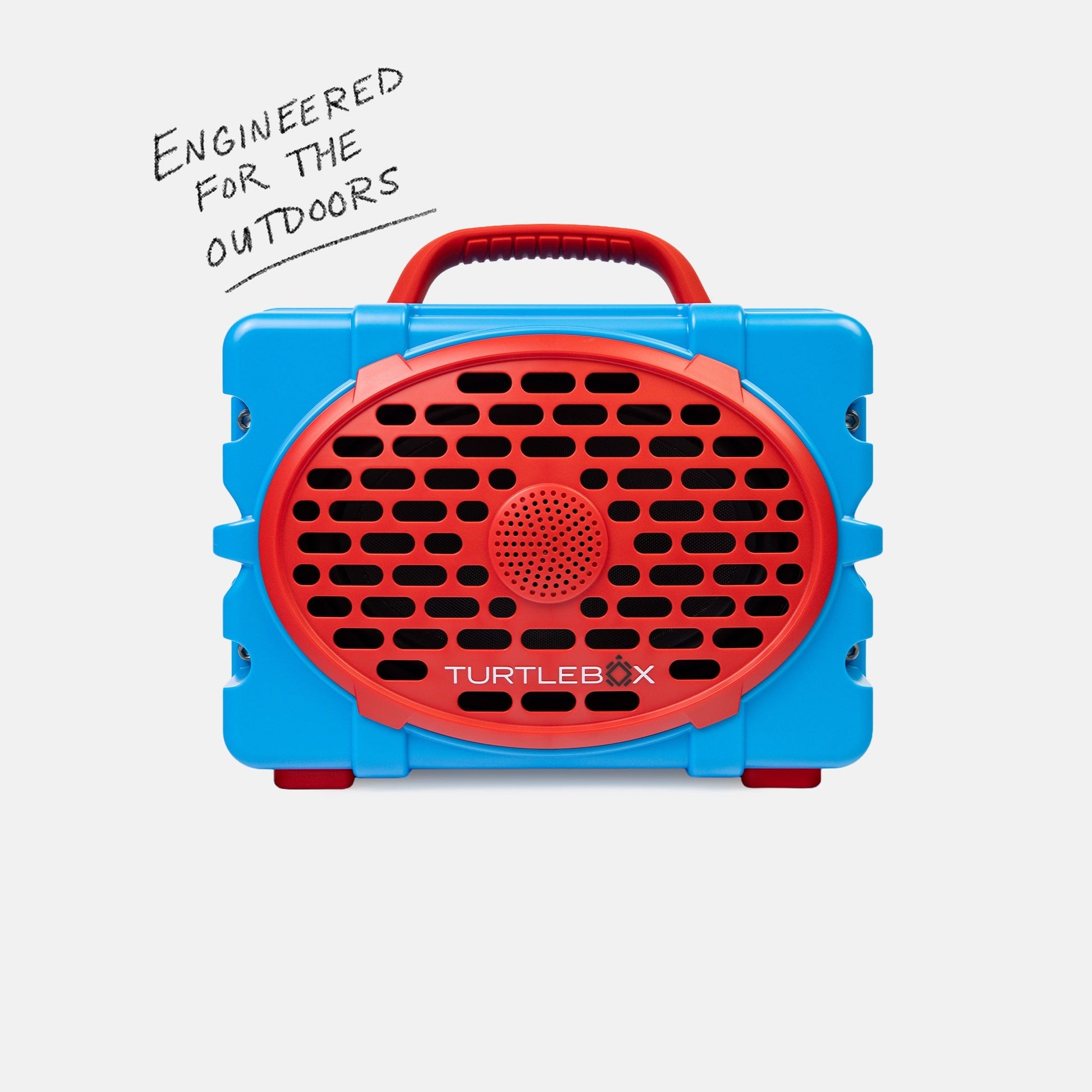 Powder Blue & Red Ole-Miss speaker front with measures information, 10lbs, 12 by 8.75 inches #speaker-color_powder-blue-red-gameday-series