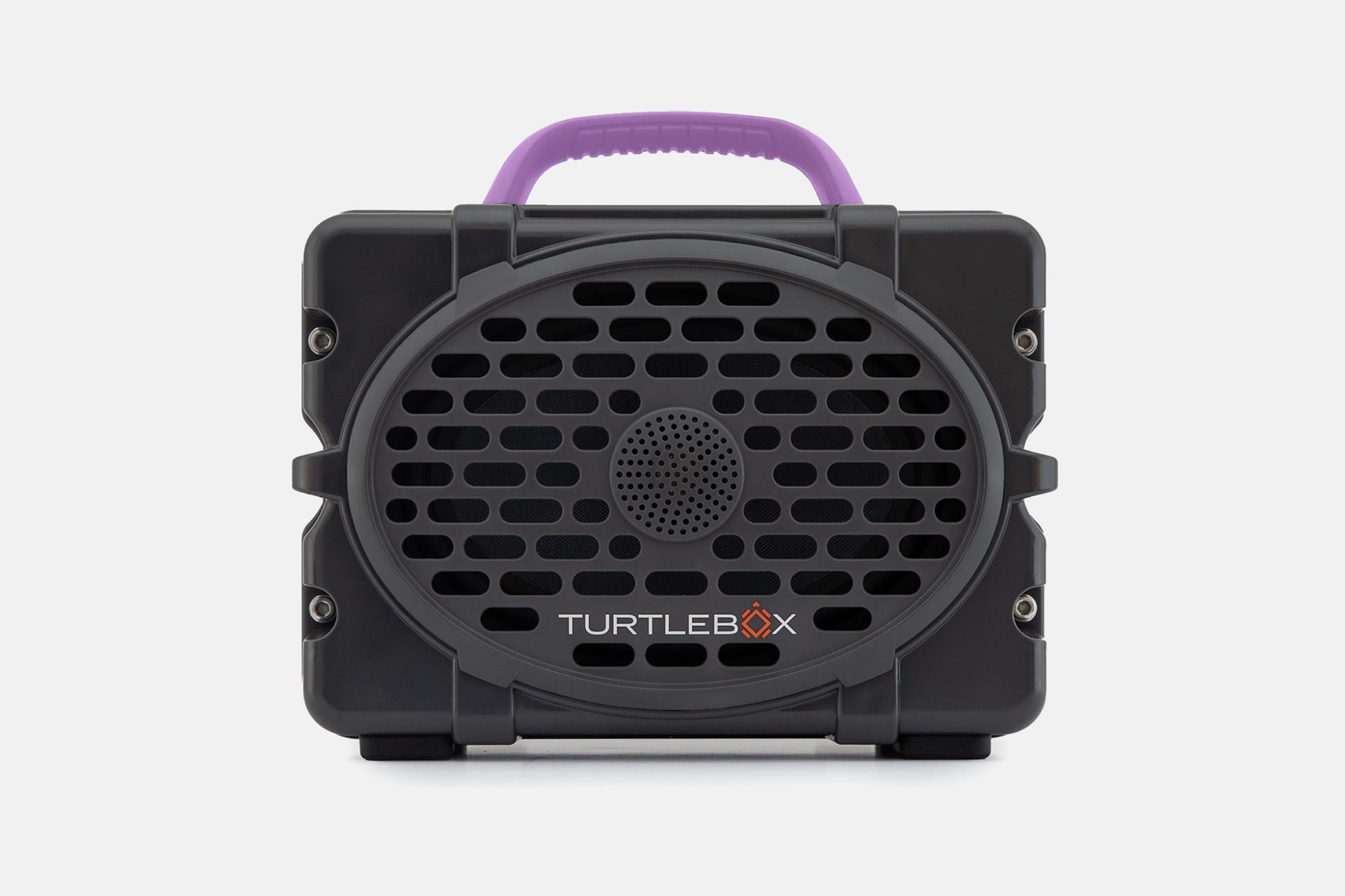 Turtlebox Original speaker in gray with lavender handle no-gallery
