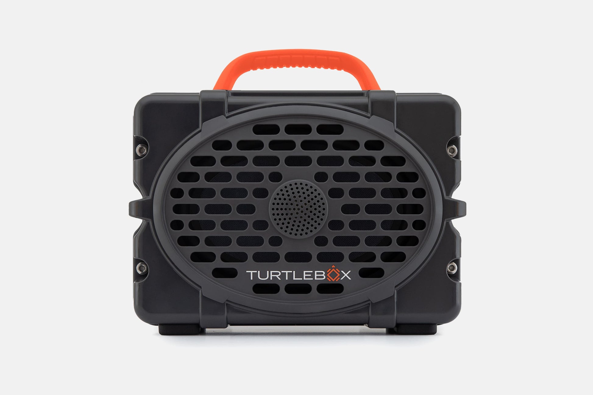 Turtlebox Original speaker in gray with salmon handle no-gallery