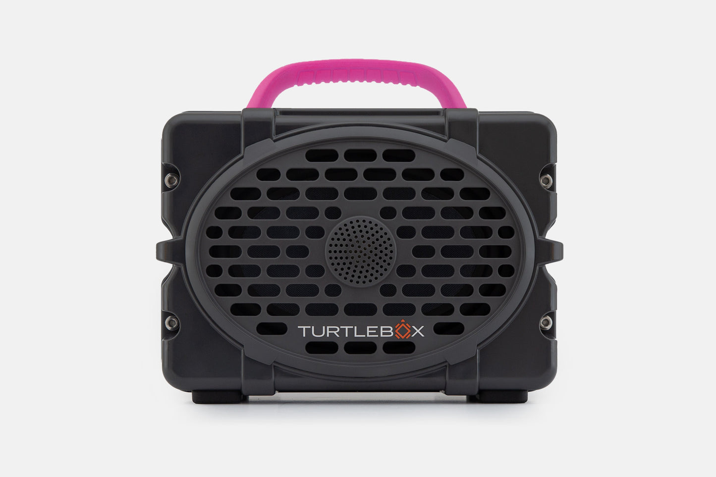 Turtlebox Original speaker in gray with pink handle no-gallery