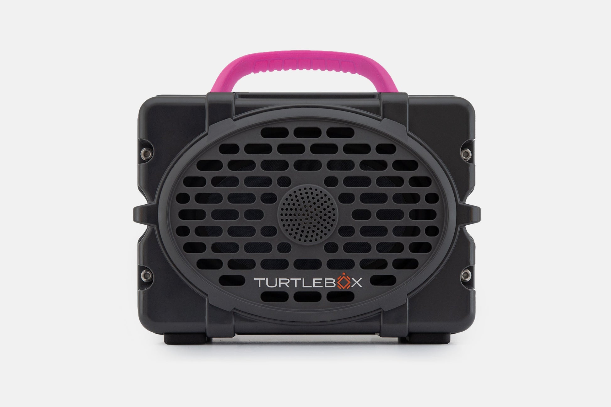 Turtlebox Original speaker in gray with pink handle no-gallery