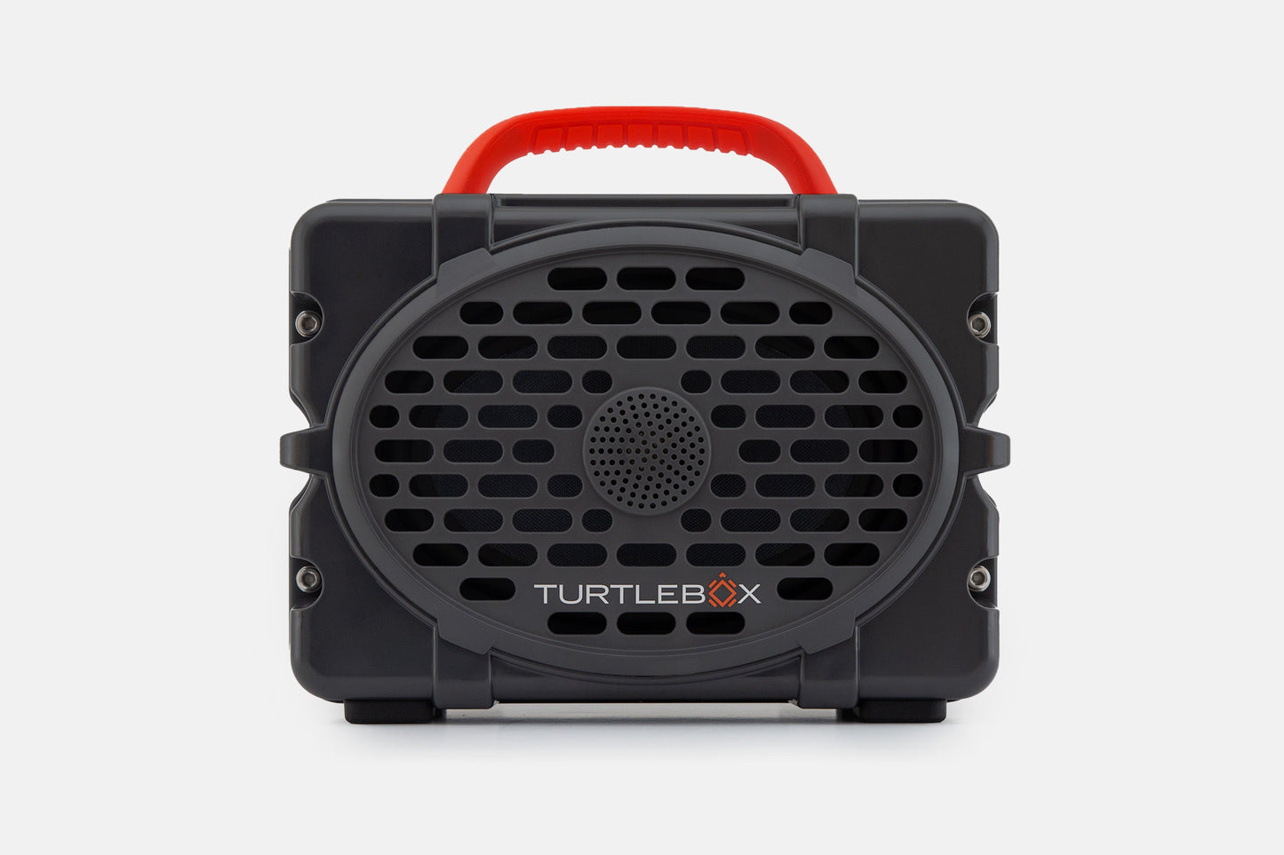 Turtlebox Original speaker in gray with red handle no-gallery