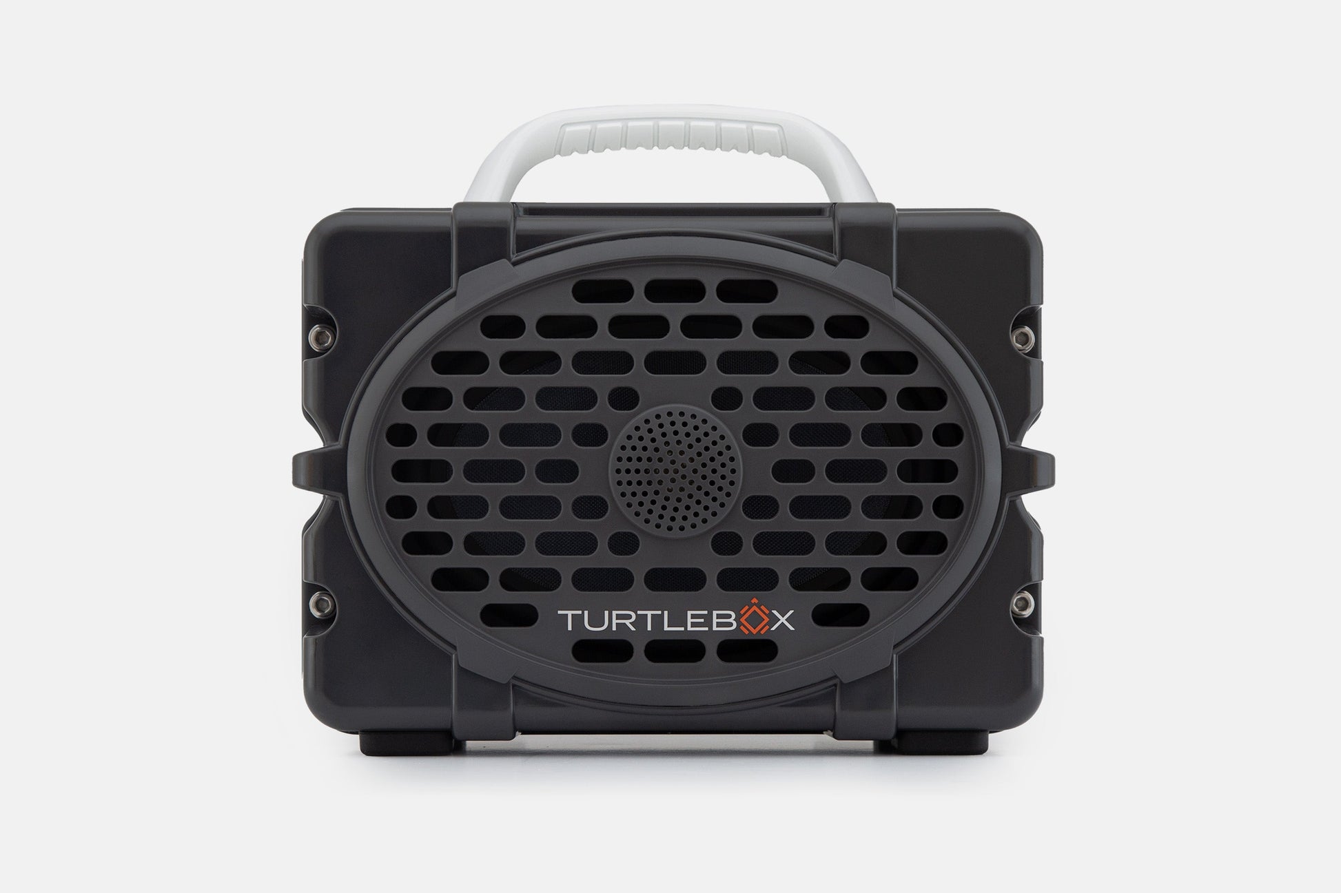 Turtlebox Original speaker in gray with white handle no-gallery