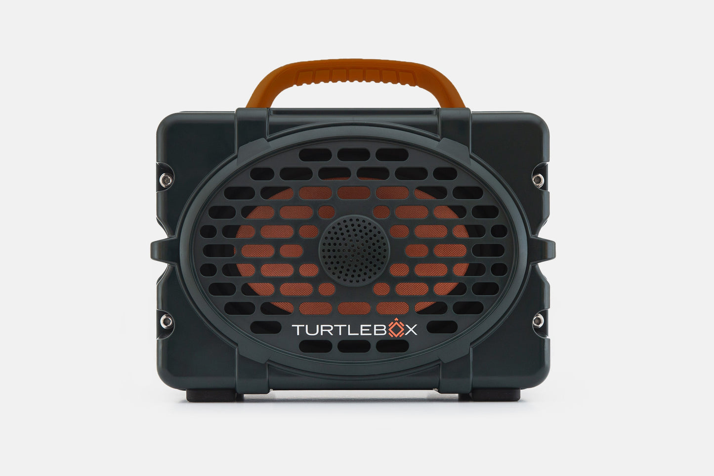Turtlebox Original speaker in green with burnt orange handle no-gallery