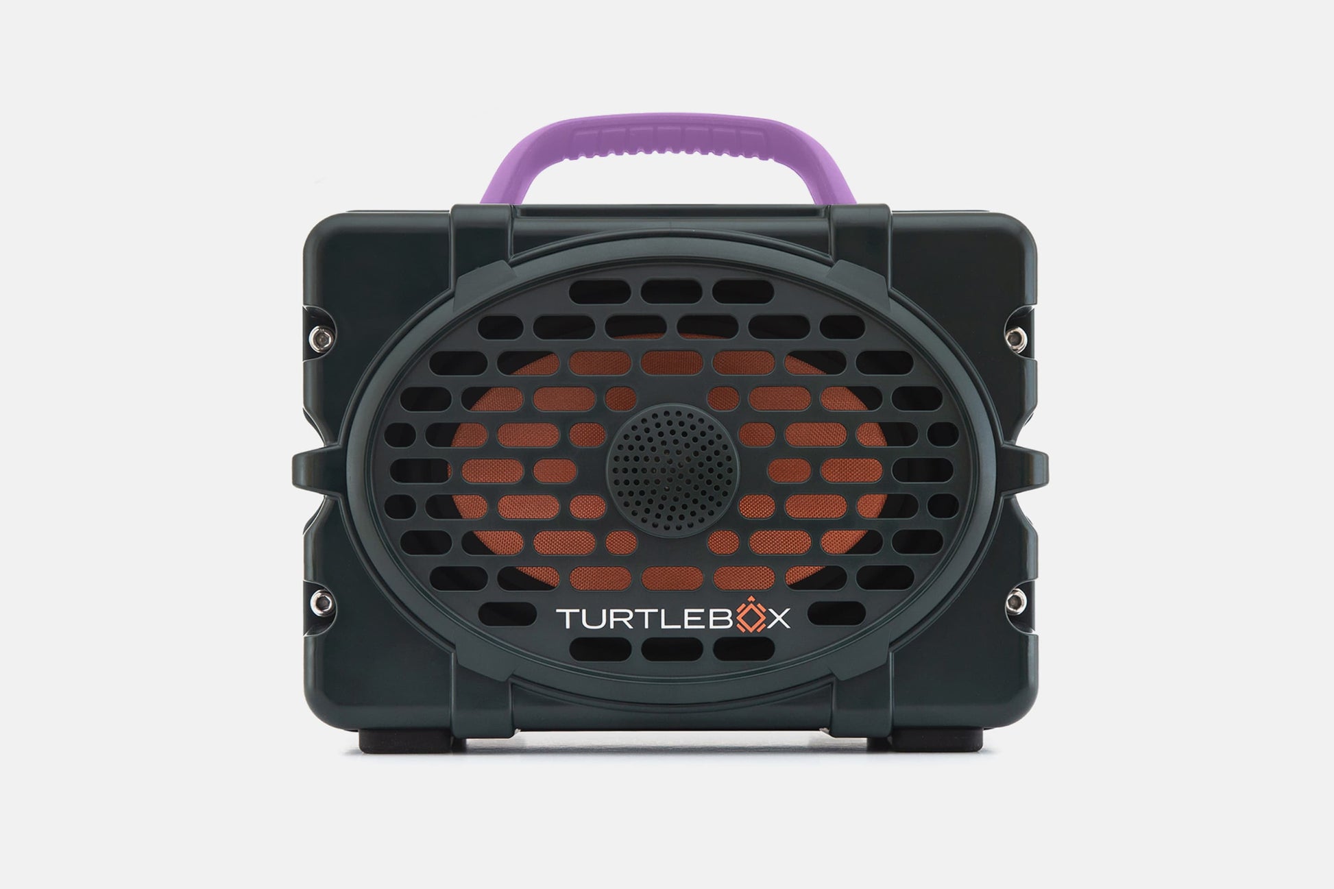 Turtlebox Original speaker in green with lavender handle no-gallery
