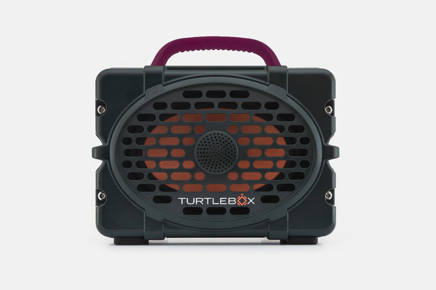 Turtlebox Original speaker in green with maroon handle no-gallery