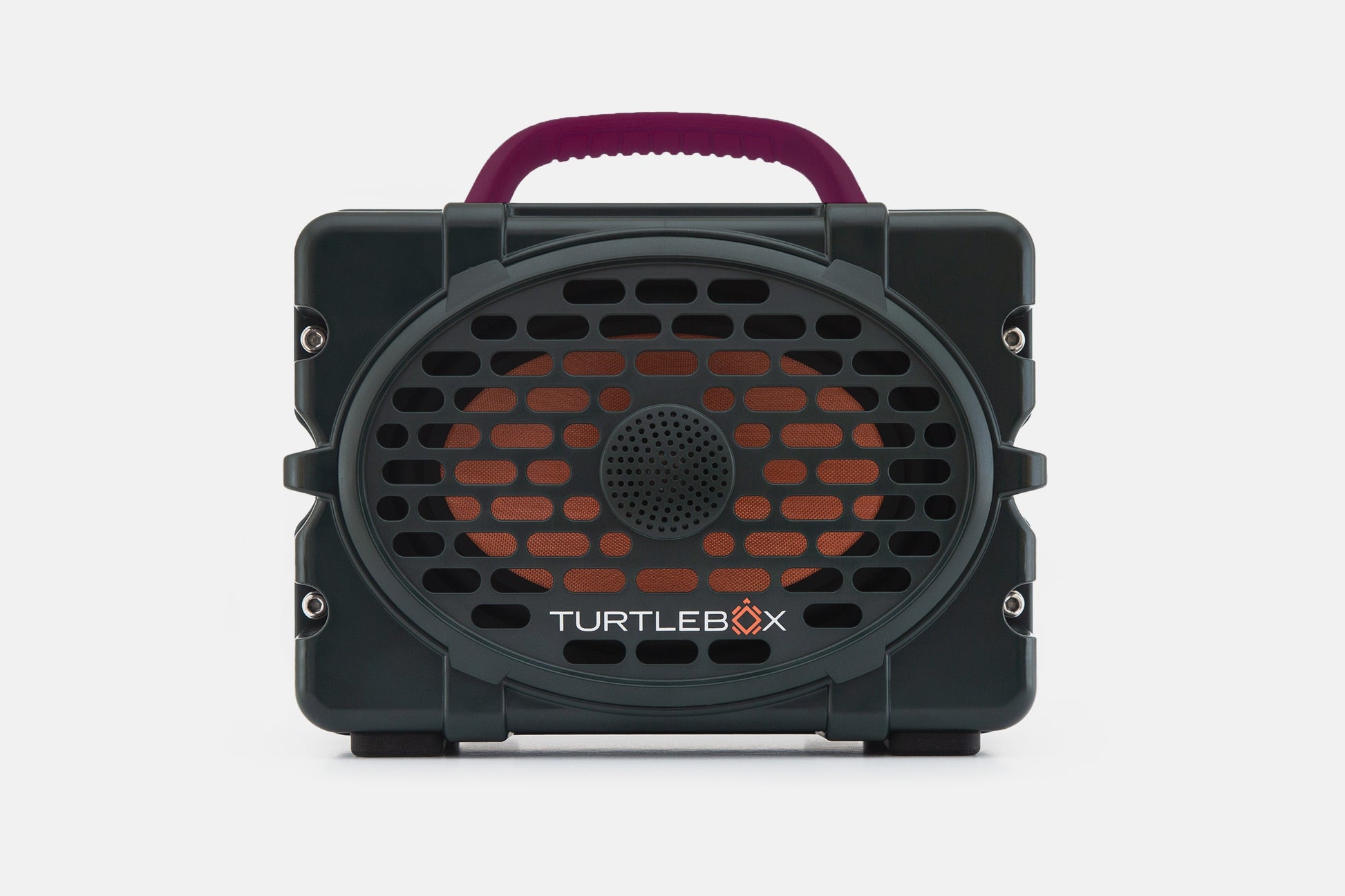 Turtlebox Original speaker in green with maroon handle no-gallery