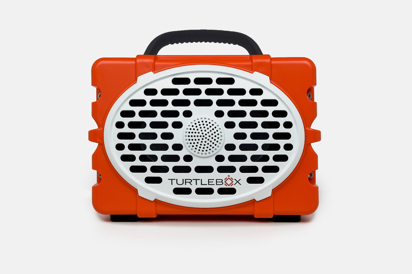 Turtlebox Original speaker in orange with black handle no-gallery