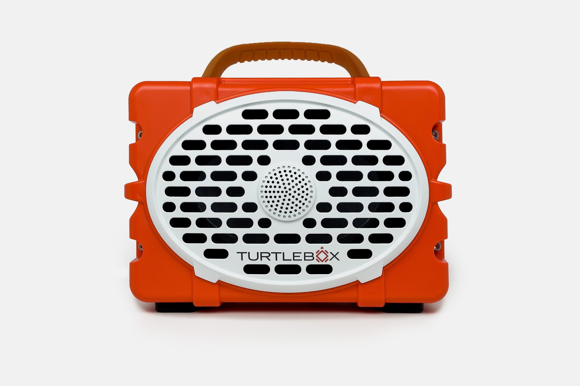 Turtlebox Original speaker in orange with burnt orange handle no-gallery