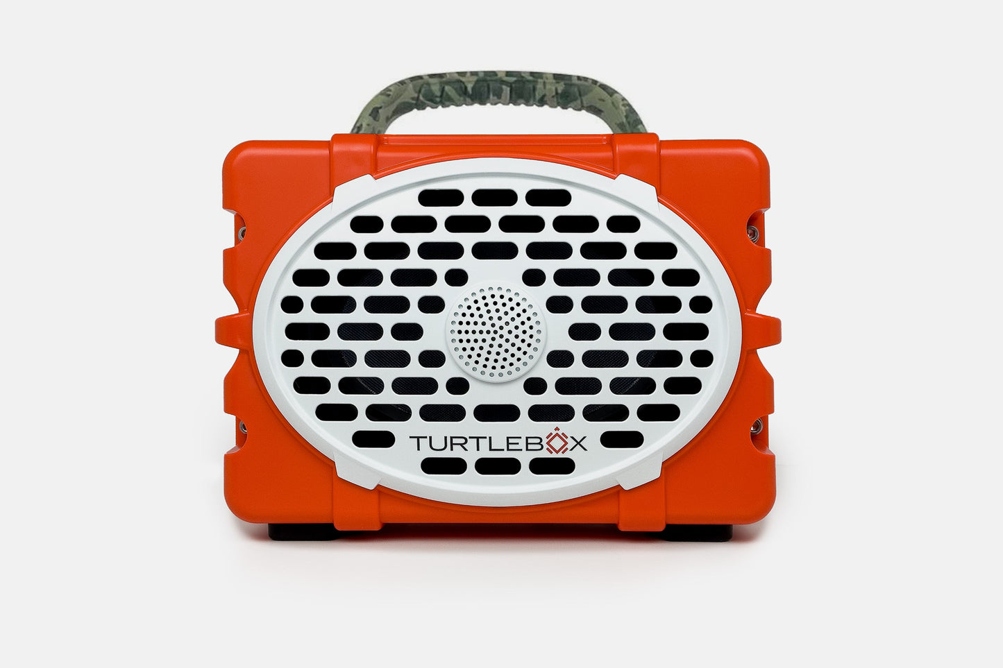 Turtlebox Original speaker in orange with camo handle no-gallery