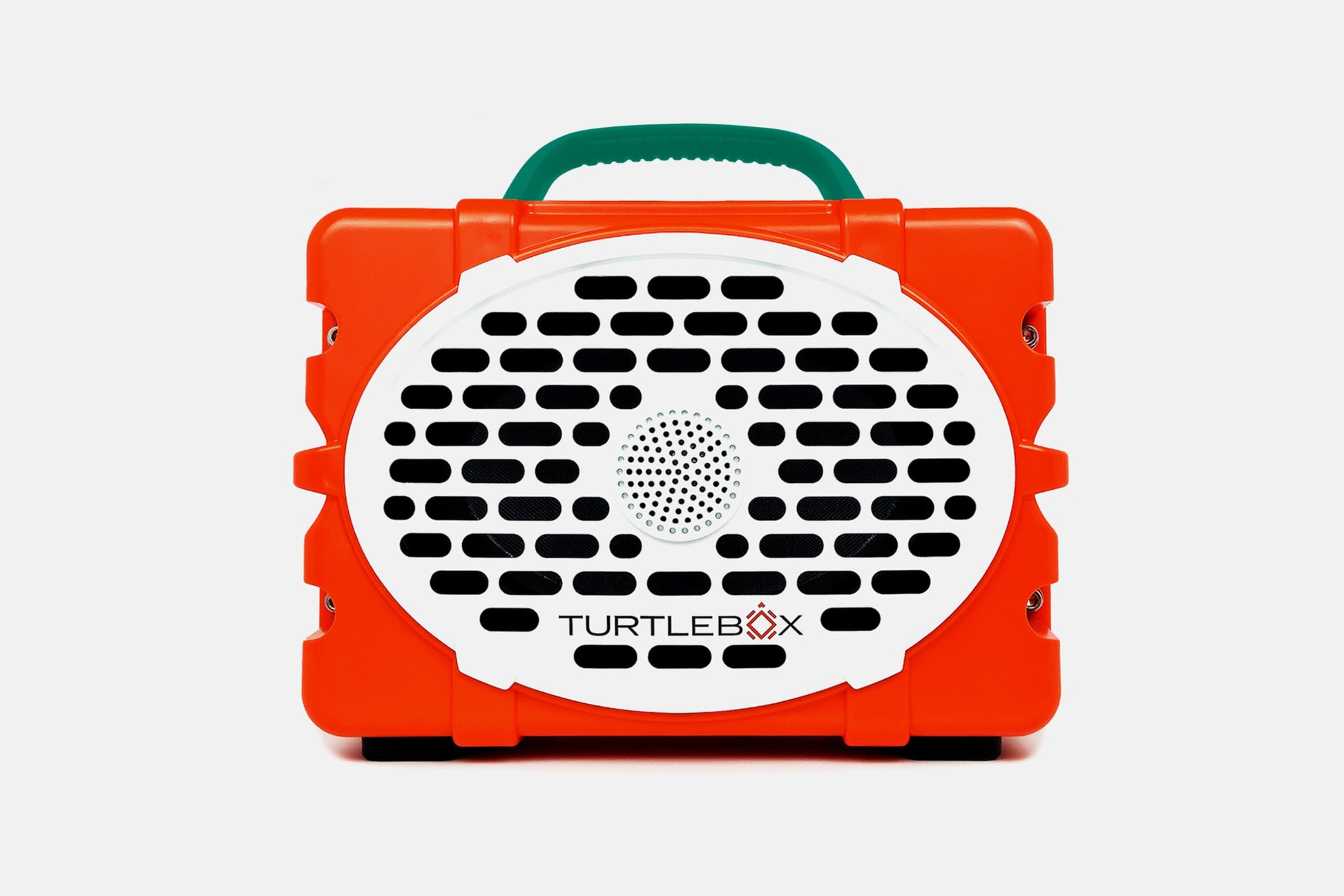Turtlebox Original speaker in orange with pine handle no-gallery
