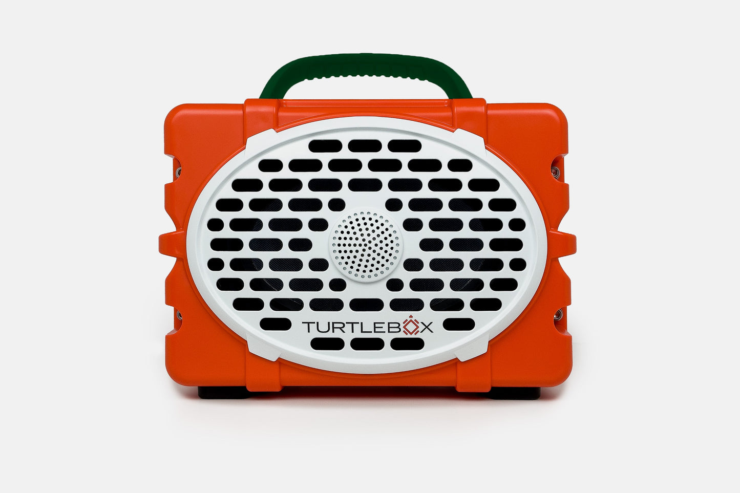Turtlebox Original speaker in orange with green handle no-gallery