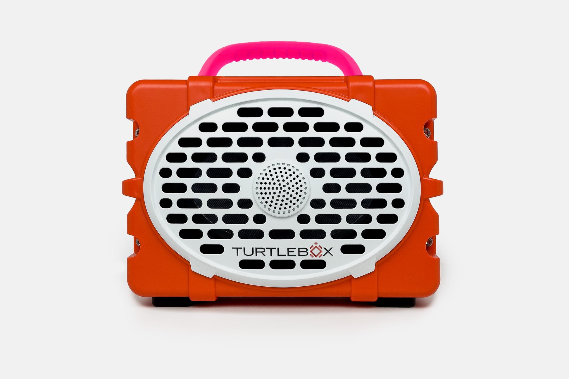 Turtlebox Original speaker in orange with hot pink handle no-gallery