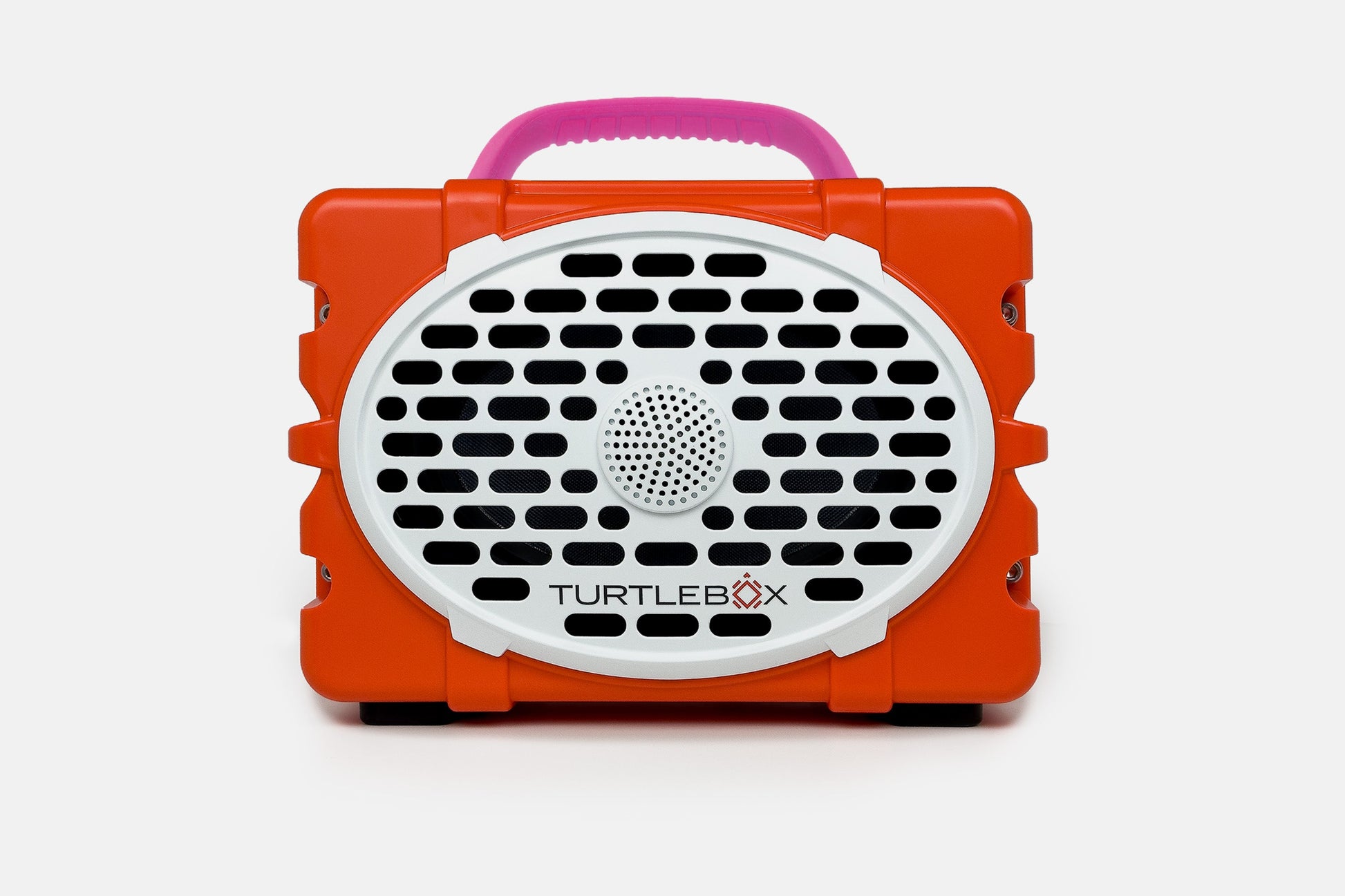 Turtlebox Original speaker in orange with pink handle no-gallery