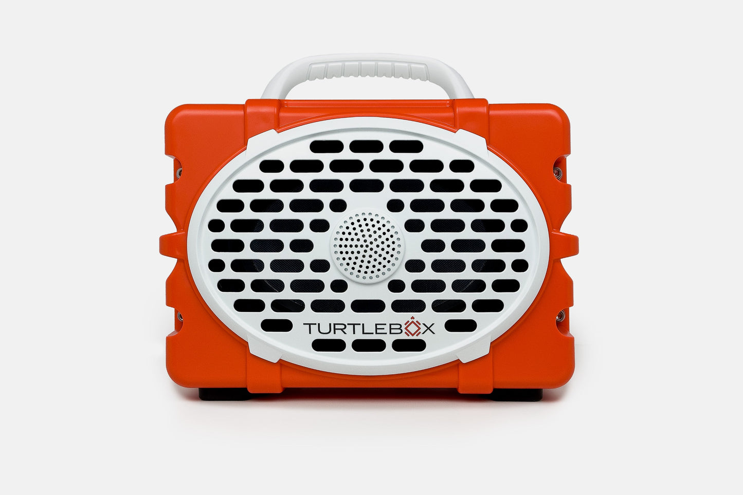 Turtlebox Original speaker in orange with white handle no-gallery