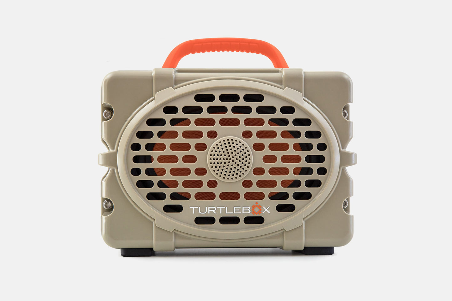 Turtlebox Original speaker in tan with salmon handle no-gallery