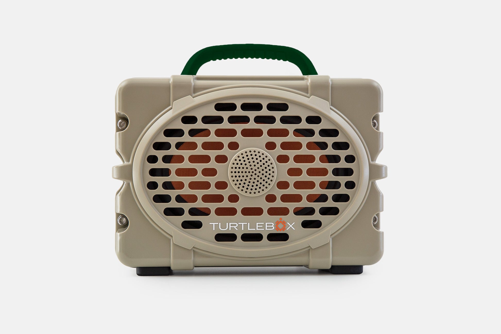 Turtlebox Original speaker in tan with green handle no-gallery