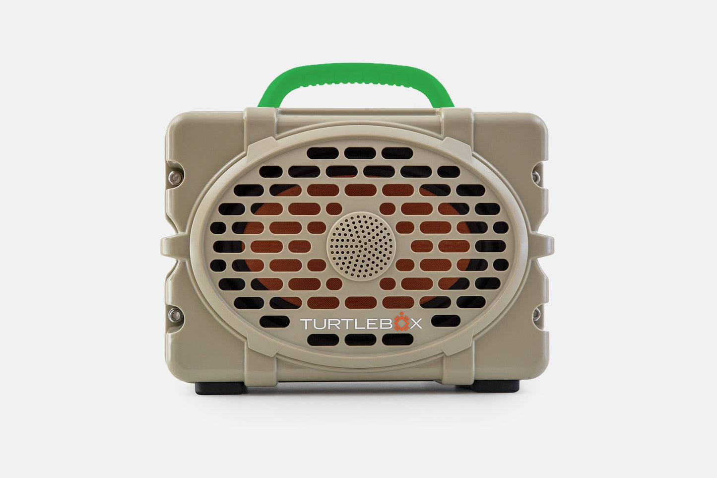 Turtlebox Original speaker in tan with kelly green handle no-gallery