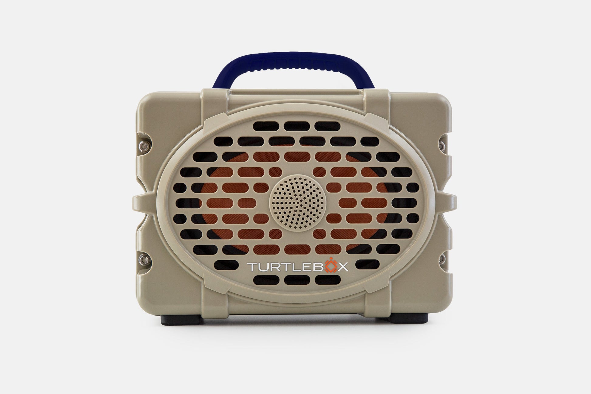 Turtlebox Original speaker in tan with navy handle no-gallery