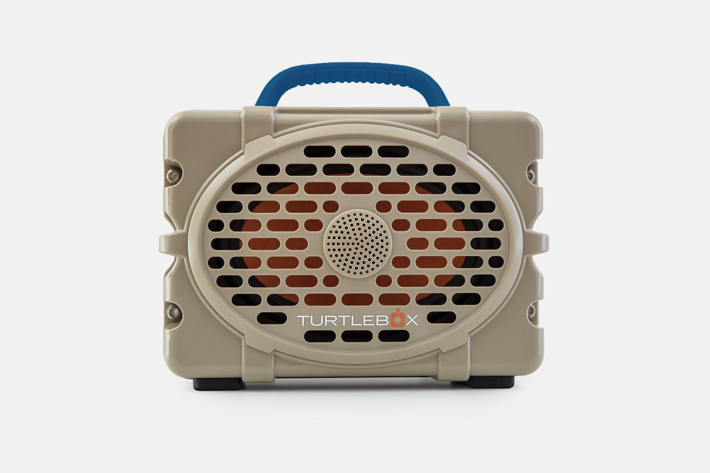 Turtlebox Original speaker in tan with royal blue handle no-gallery