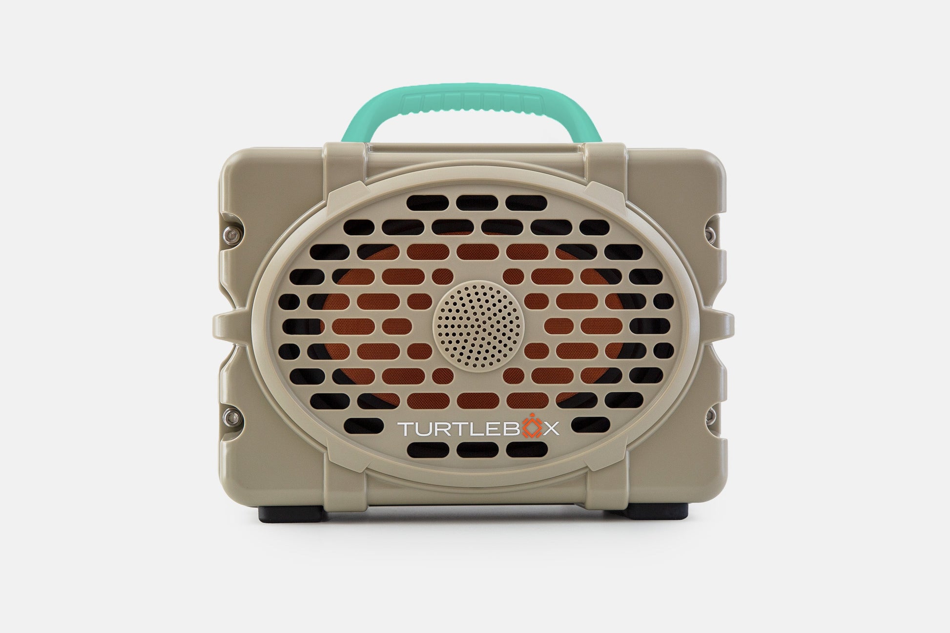 Turtlebox Original speaker in tan with teal handle no-gallery