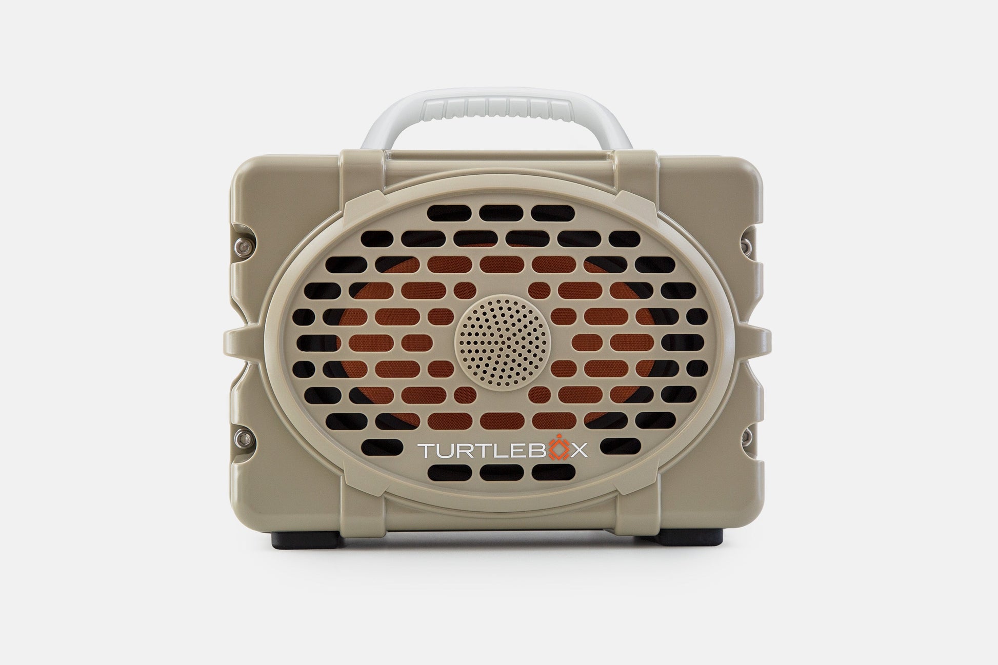 Turtlebox Original speaker in tan with white handle no-gallery