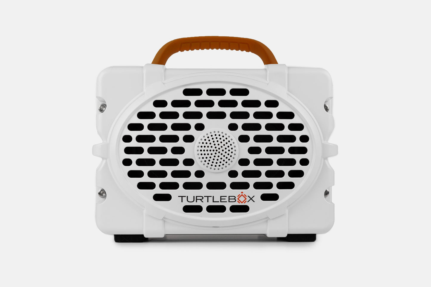 Turtlebox Original speaker in white with burnt orange handle no-gallery