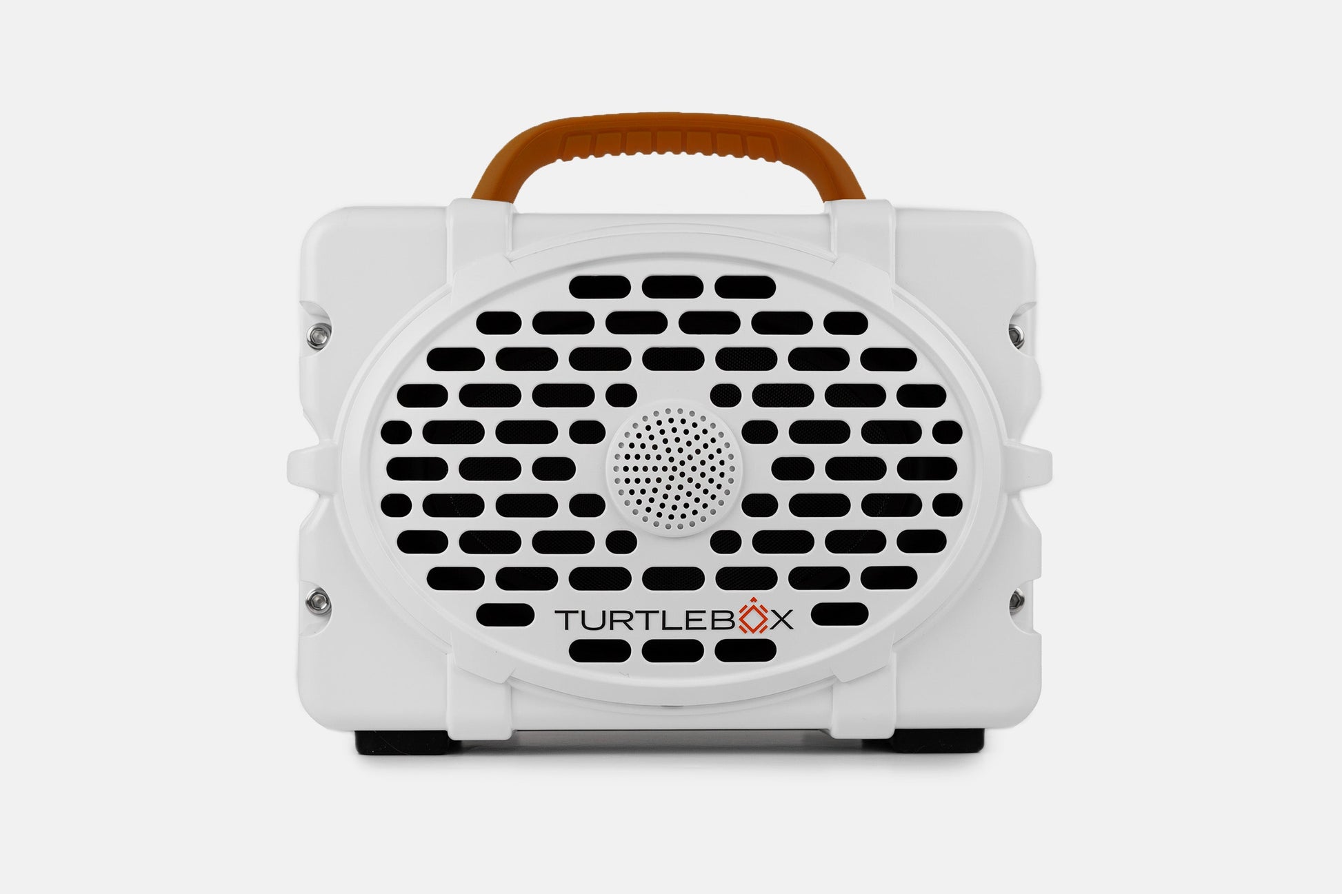 Turtlebox Original speaker in white with burnt orange handle no-gallery