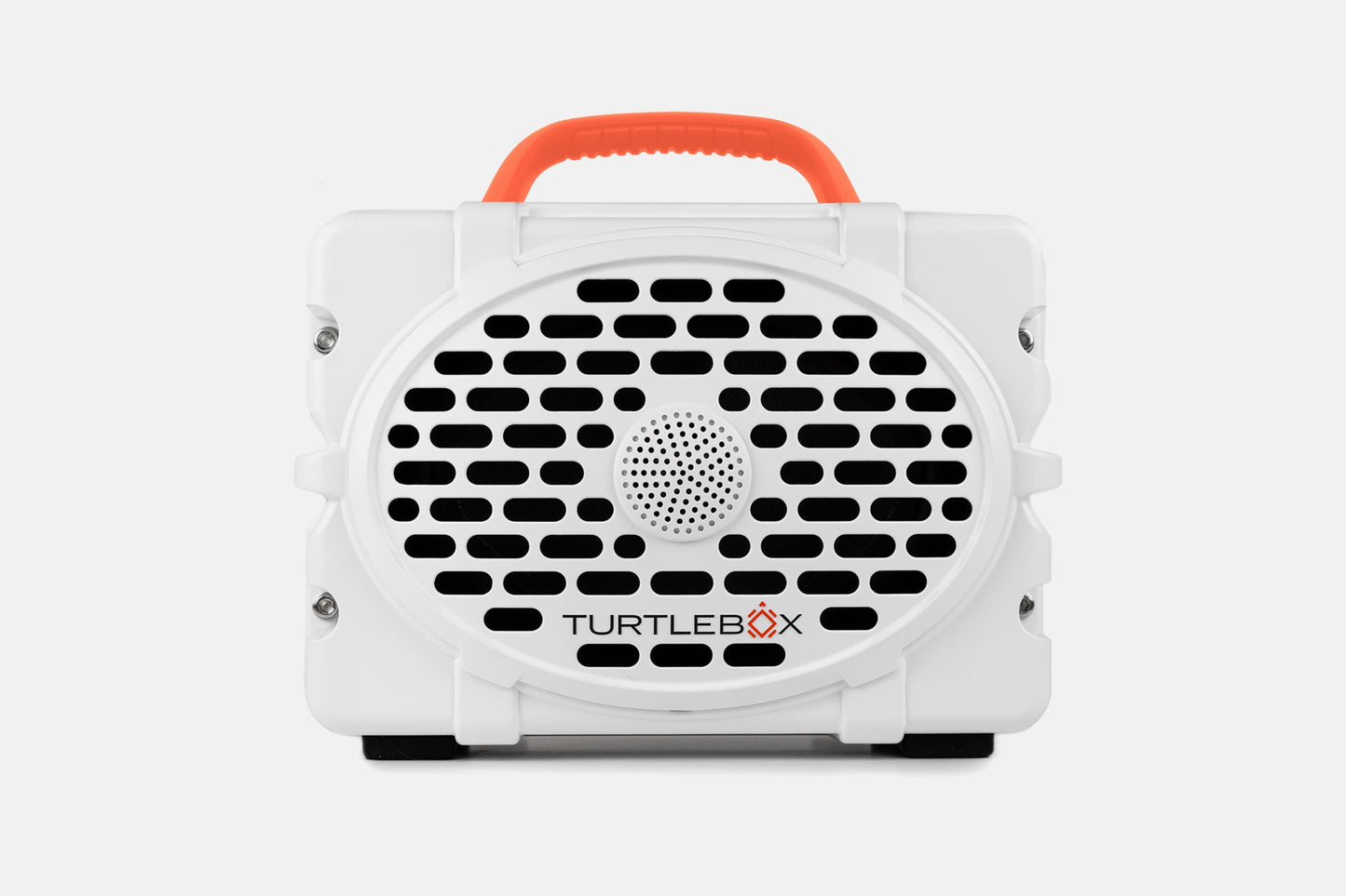 Turtlebox Original speaker in white with salmon handle no-gallery
