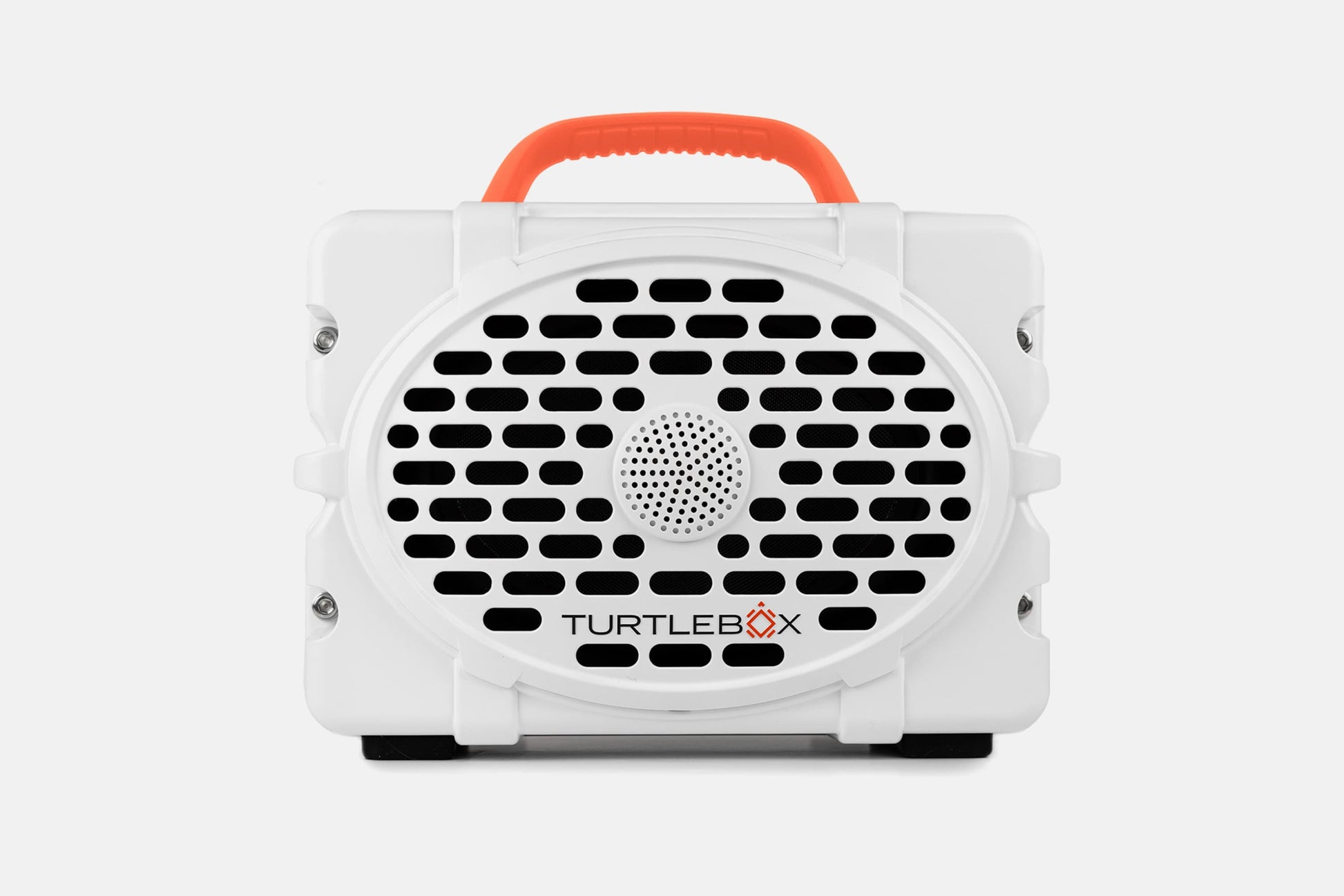 Turtlebox Original speaker in white with salmon handle no-gallery