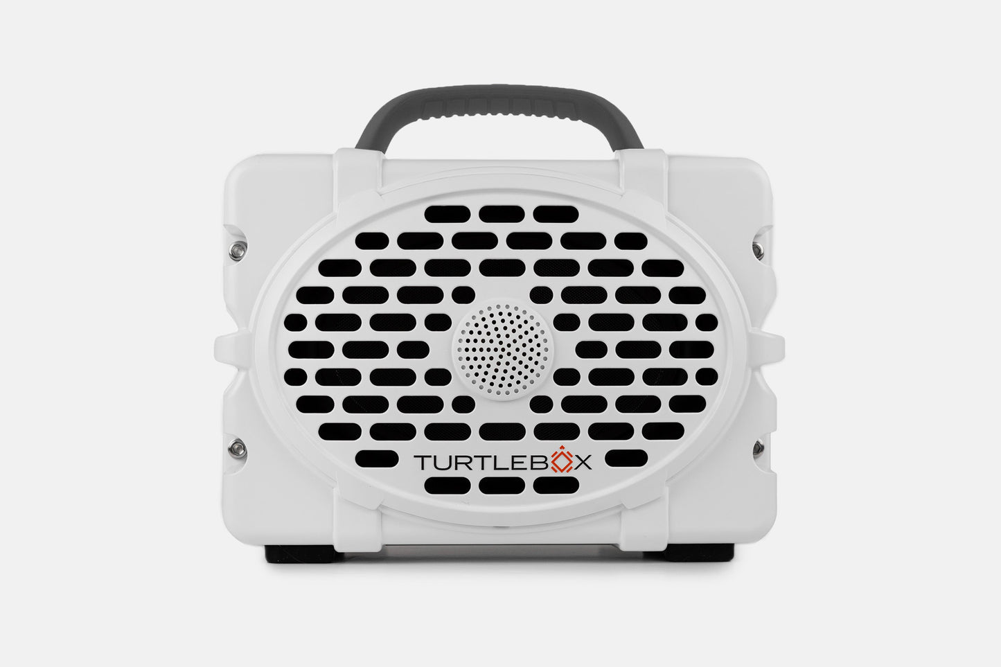 Turtlebox Original speaker in white with gray handle no-gallery
