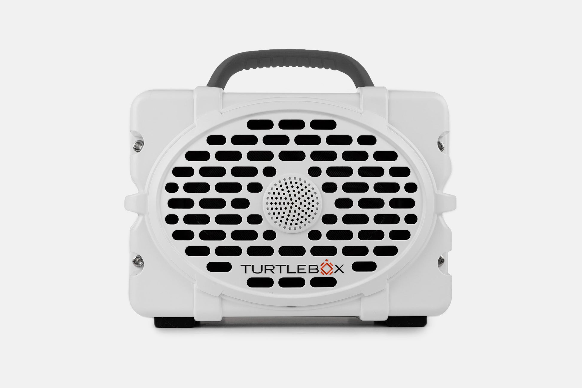 Turtlebox Original speaker in white with gray handle no-gallery