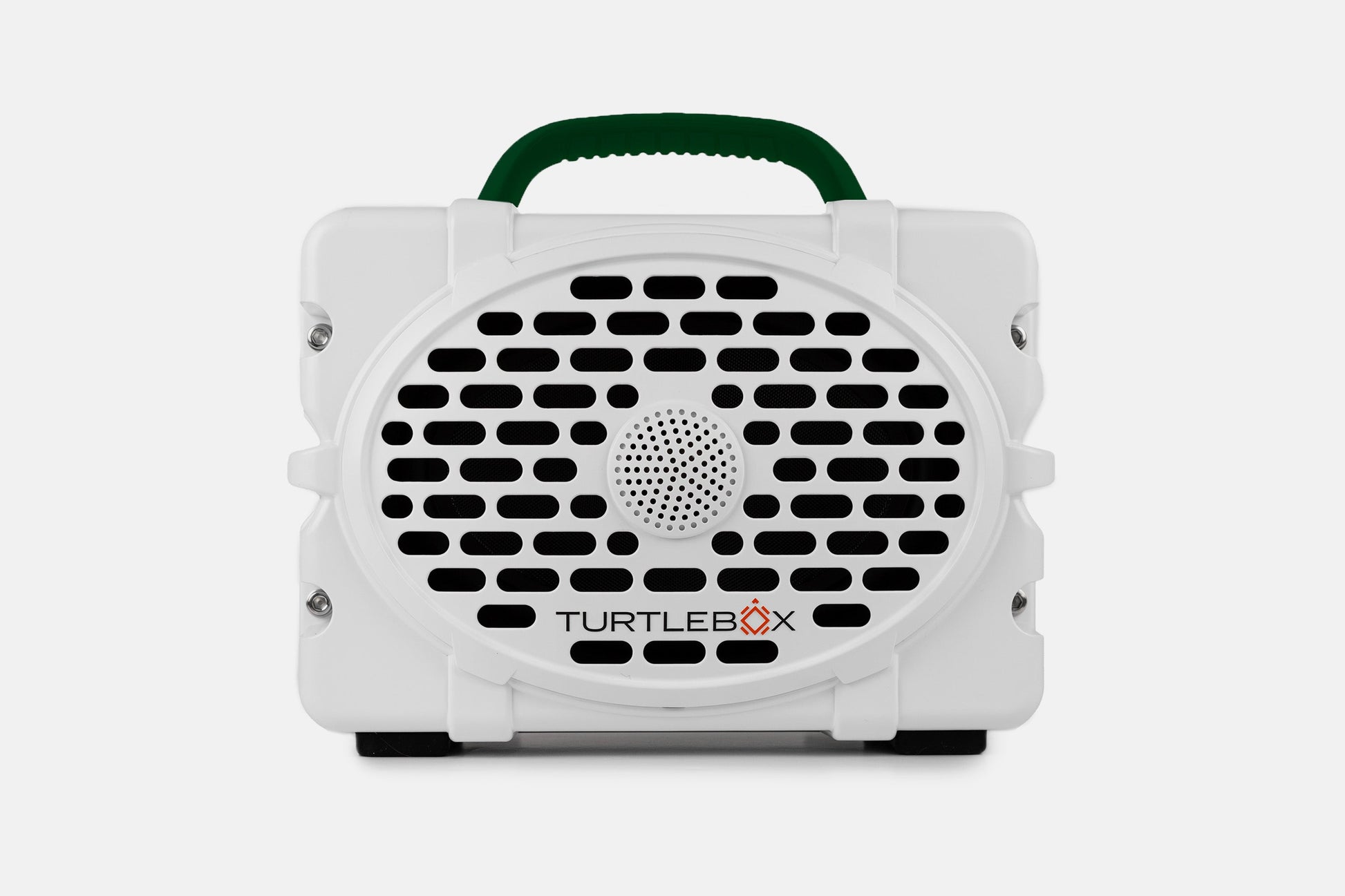 Turtlebox Original speaker in white with green handle no-gallery