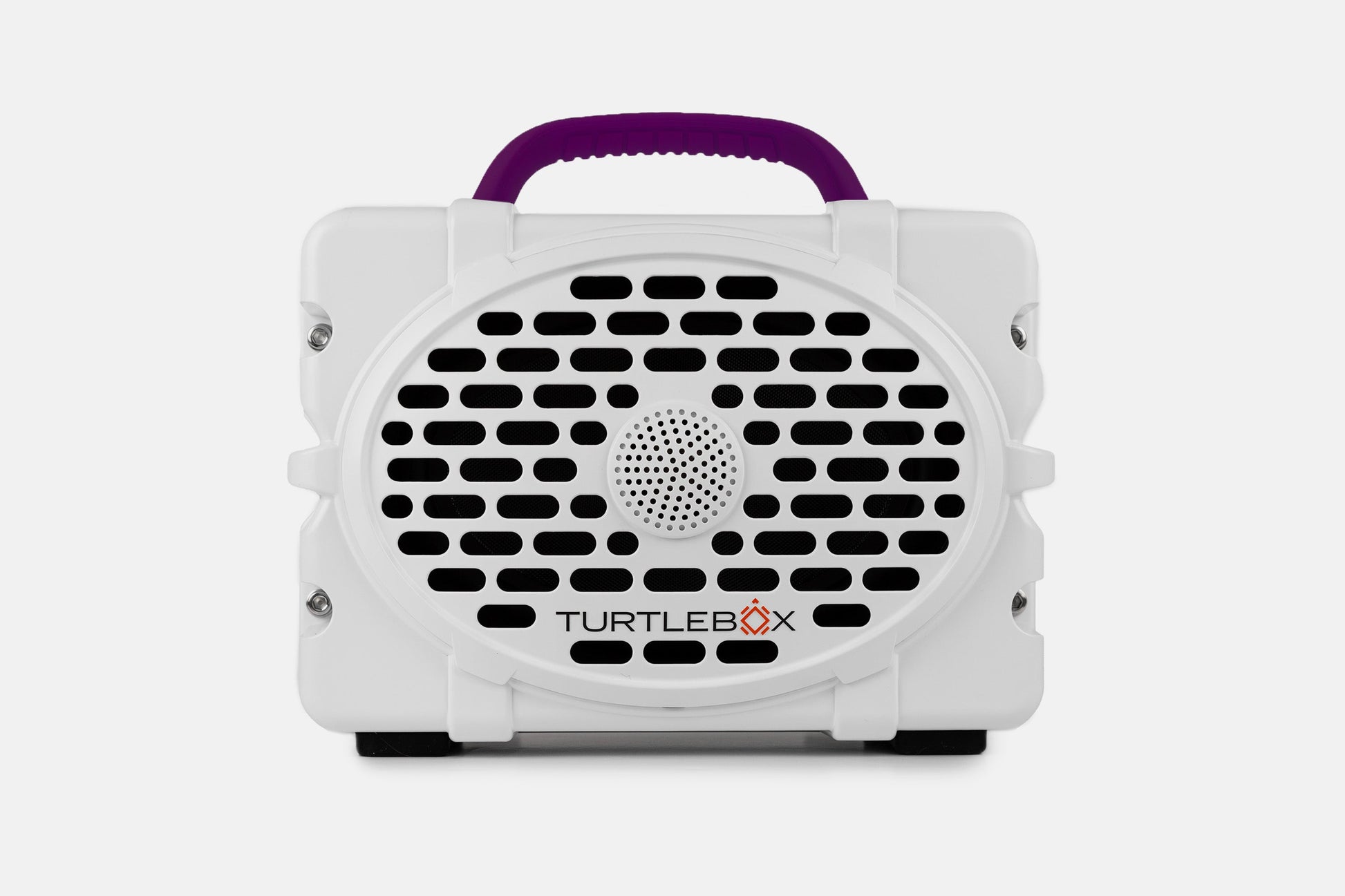 Turtlebox Original speaker in white with purple handle no-gallery