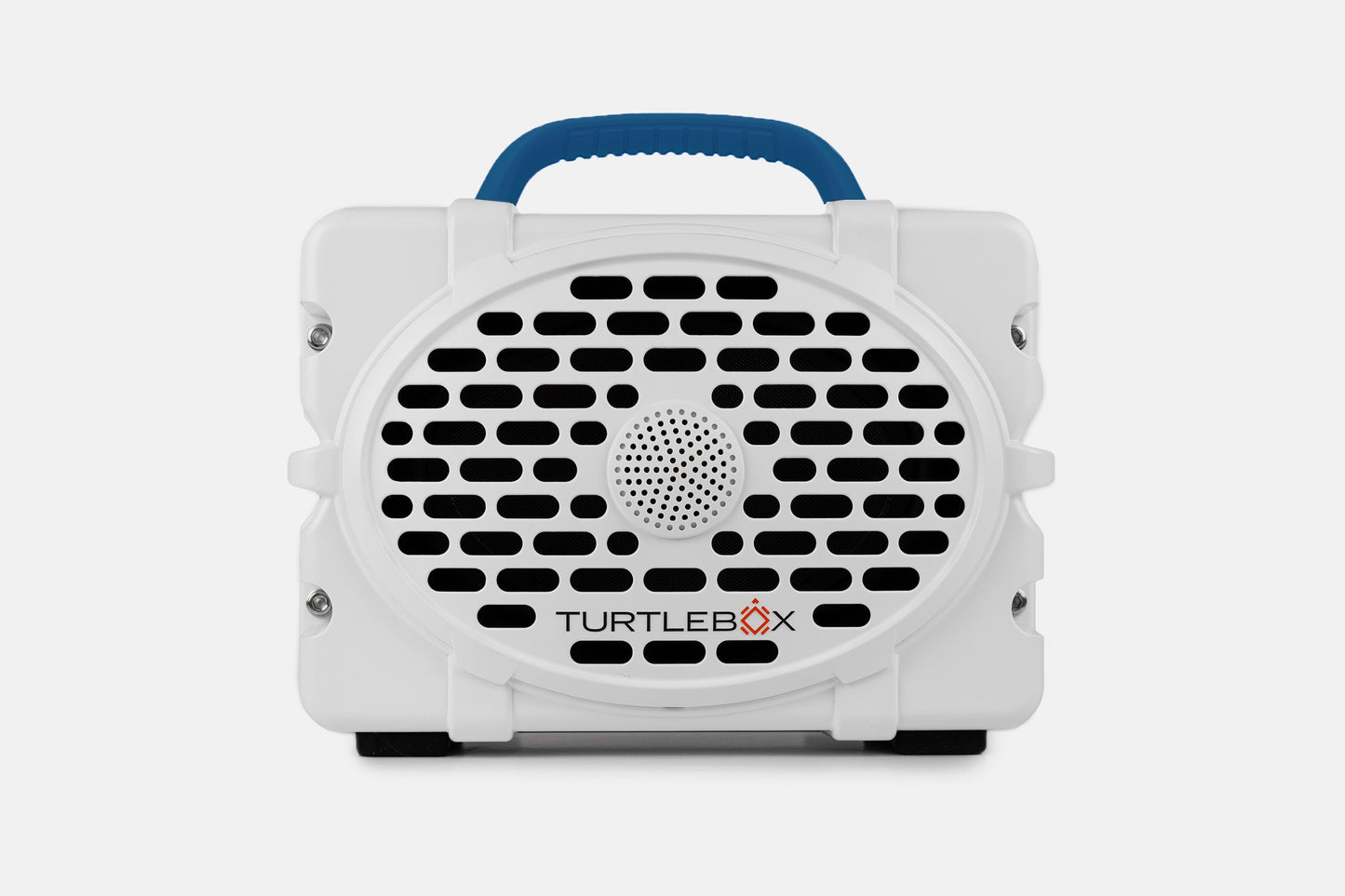 Turtlebox Original speaker in white with royal blue handle no-gallery