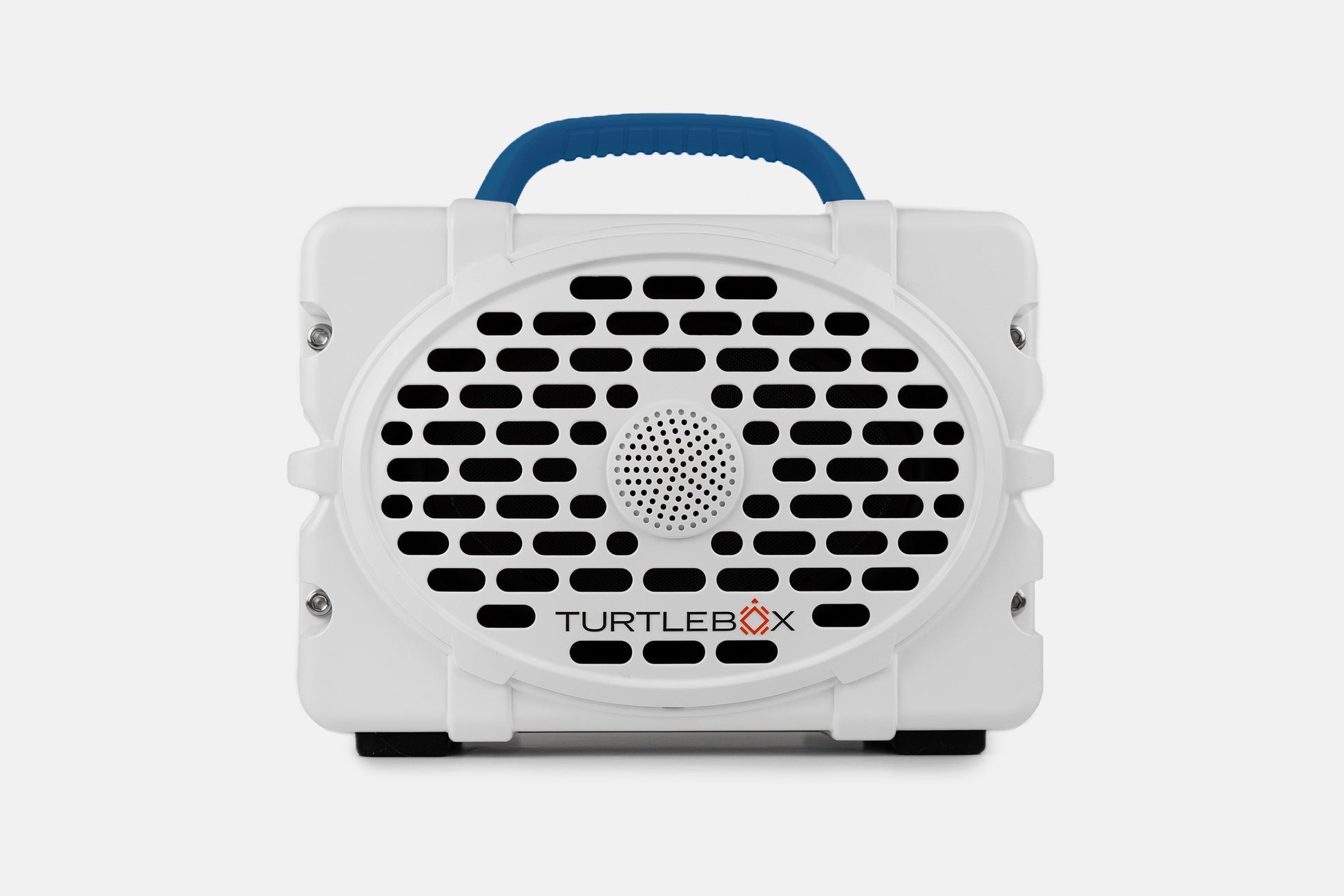 Turtlebox Original speaker in white with royal blue handle no-gallery