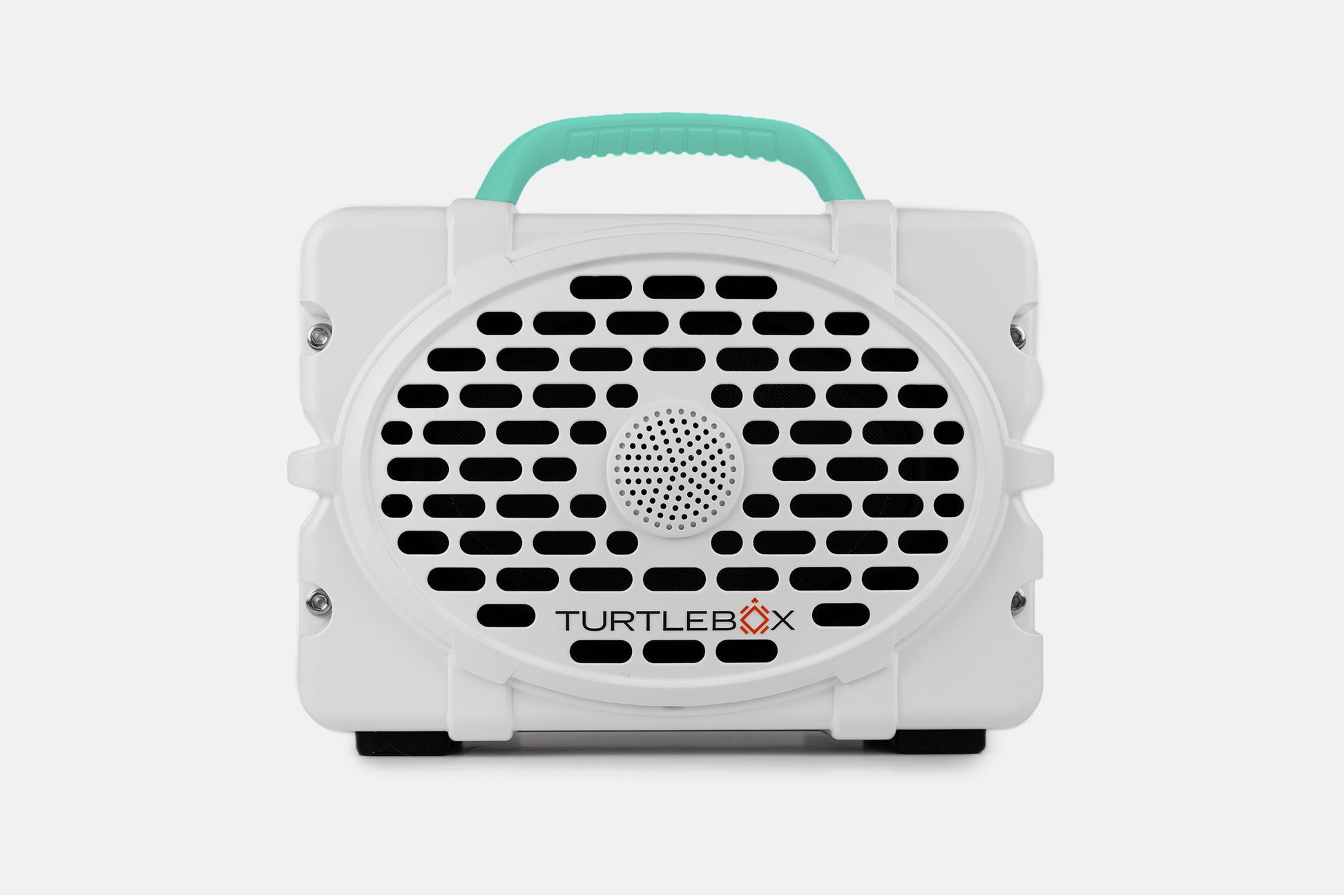 Turtlebox Original speaker in white with teal handle no-gallery